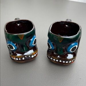 VTG 50s Tiki Totem Pole Face Mug by Victoria Ceramics set of 2